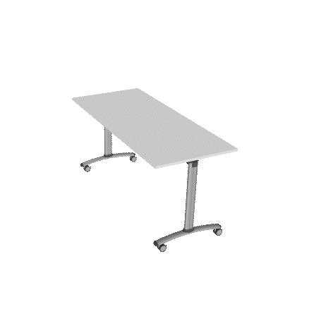 Tavolo Tiglio Ribaltabile in MDF+ con Ruote - Misure 160 x 70 cm - Colore Bianco con bordo nero - Colore gambe grigio chiaro