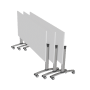 Tavolo Tiglio Ribaltabile in MDF+ con Ruote - Misure 160 x 70 cm - Colore Bianco con bordo nero - Colore gambe grigio chiaro