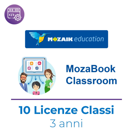 Mozaik MozaBook CLASSROOM – Kit 10 Licenze Dispositivo Condiviso – Abb 3 Anni – Windows – No XR Extended Reality - Italino