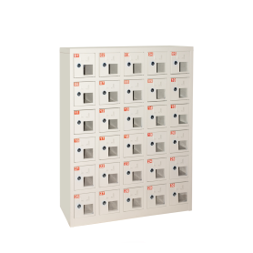 Box 30 alloggiamenti in metallo con finestra, chiusura chiave, misure 110,5x23x90